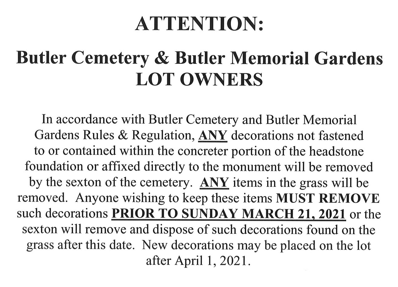 Cemetery notice - 3-3-2021